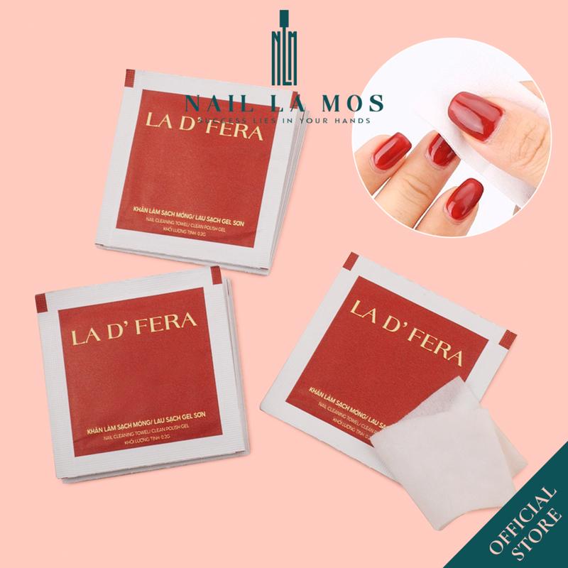  Giấy lau gel tẩm cồn La D’ Fera - Miếng bông cotton làm sạch lau sơn móng tay 