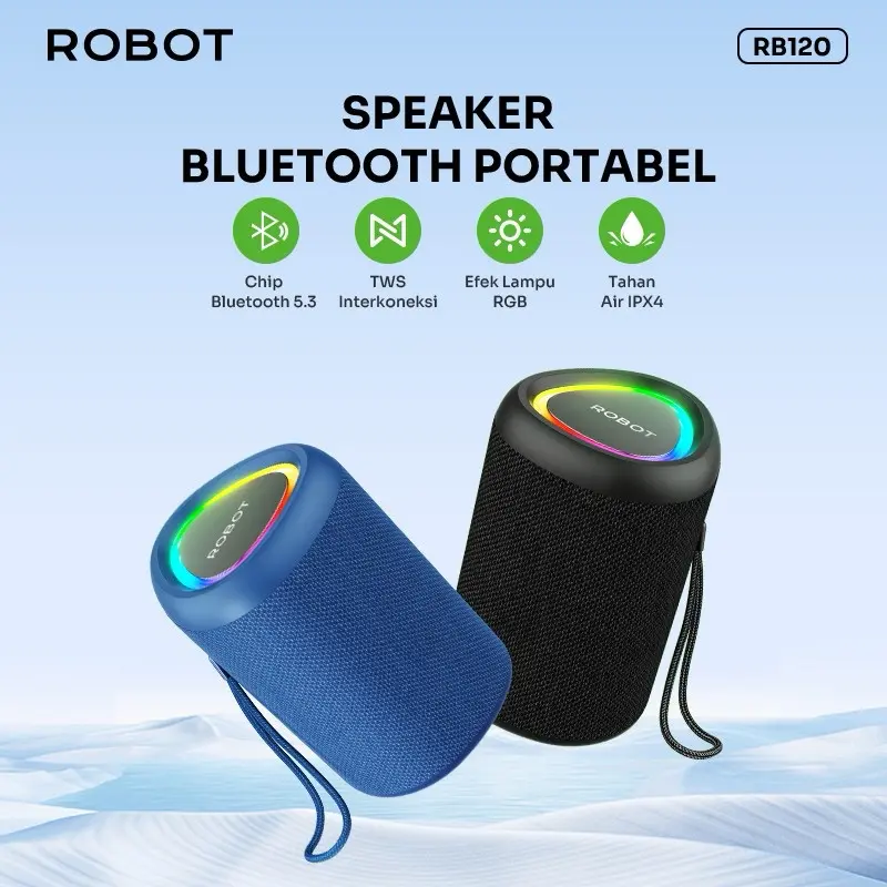 ROBOT R120 Speaker Bluetooth RGB Light 1200mAH High Quality Sound Wireless Spiker Portable Waterproof IPX4 6
