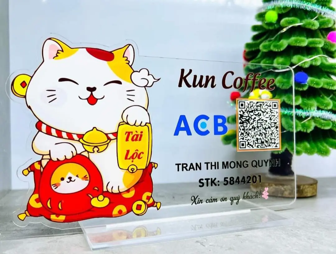 Bảng mã qr mèo in thông tin ngân hàng chất liệu mica