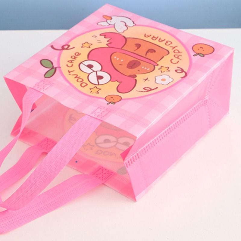 Product Introduction of Cute Cartoon Capybara Tote Bag Foldable Portable Handbag Non-Woven Fabrics Candy Gift Bags 11