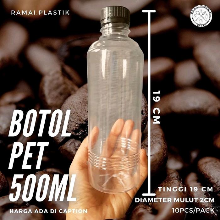 Gambar Botol plastik pet 500ml isi 10pcs per pack dari ramai plastik Kota Surakarta Tokopedia