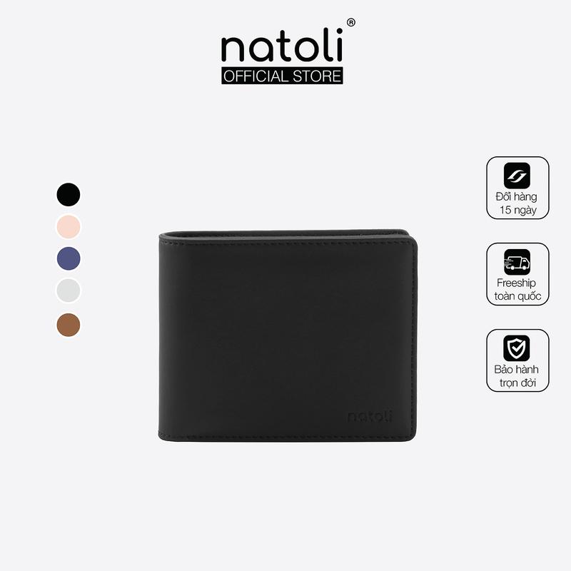 Ví da nam nữ dáng ngang NATOLI gập đôi đựng thẻ cầm tay cao cấp BST Simple Horizontal Wallet V4
