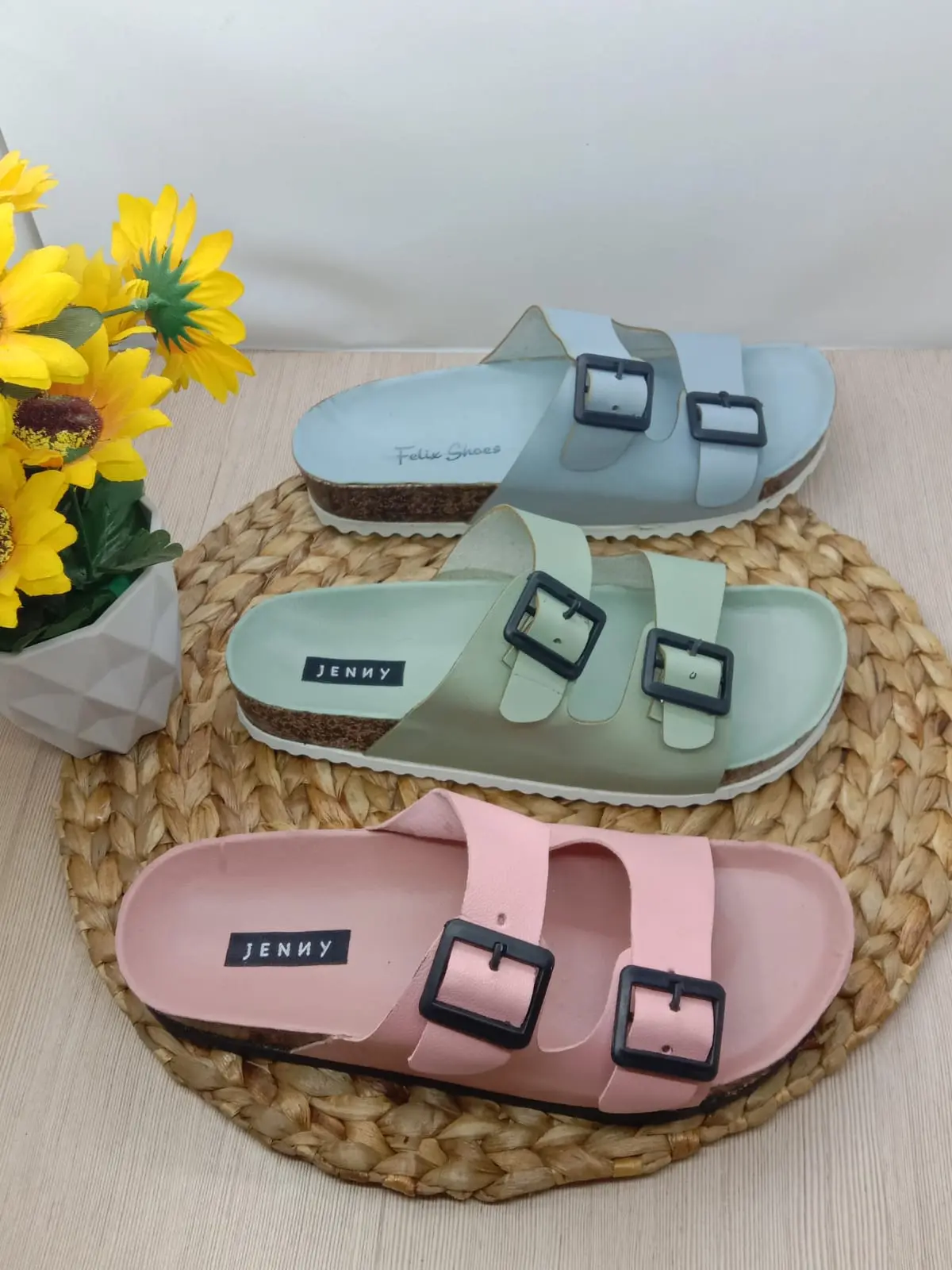 Sandal Birken Sandal Slide Casual Fashion Wanita Strap Double Kekinian Trendy Terbaru Sendal Cewek