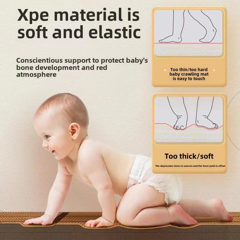 Product Introduction of Japanese Tatami Floor Mat - Foldable Summer Bed Mat for Living Room, Bedroom & Baby Crawling | Thickened Rattan Style - Breathable, Comfortable & Portable 8