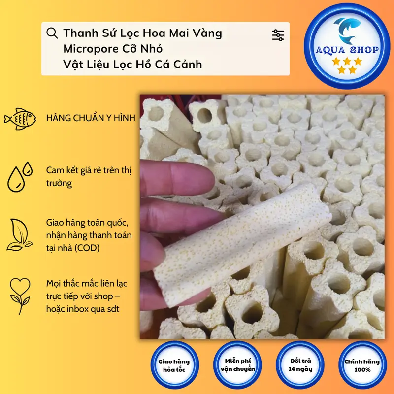 Thanh Sứ Lọc Hoa Mai Vàng Micropore Cỡ Nhỏ - Vật Liệu Lọc Hồ Cá Cảnh 4