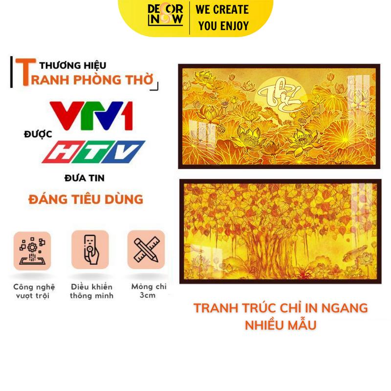 Tranh Trúc Chỉ Bàn Thờ In Ngang Có Đèn DecorNow DCN-26, Tranh Trúc Chỉ Trang Trí Phòng Thờ, Bàn Thờ, Tượng Phật