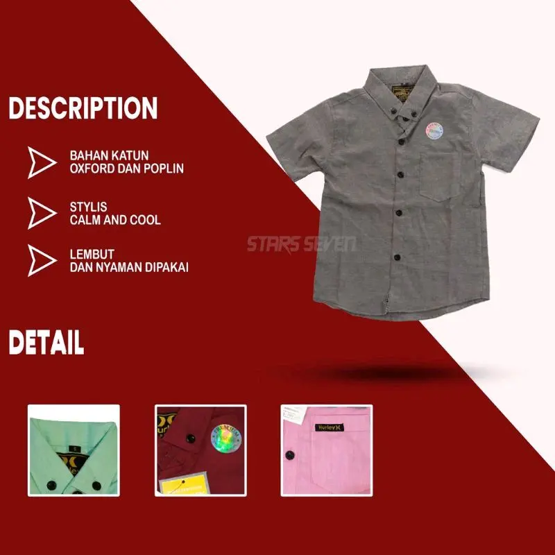 Kemeja Polos Anak-Anak terlaris, lengan pendek usia tanggung 2-15 tahun Polos Katun Laki-Laki 2
