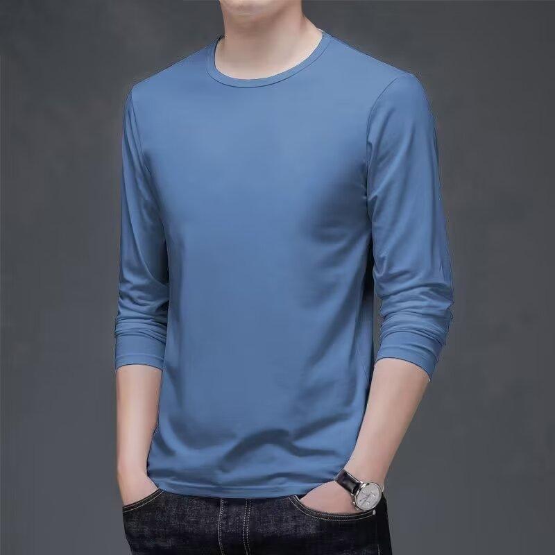 Product Introduction of T Shirt for Men Fashion Brand Ins Cotton Loose Long Sleeve Men's Top Clothing Coat round Neck Loose Pullover Autumn and Winter All-Matching National Fashion 23