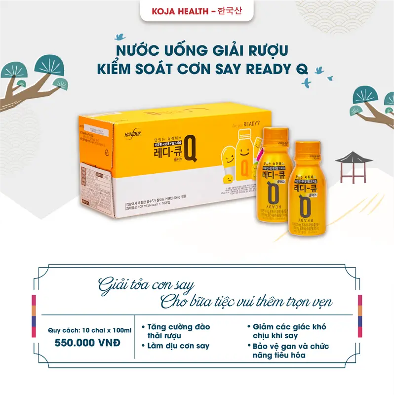 Nước uống giải rượu, kiểm soát cơn say Ready Q - 10 chai x 100ml 0