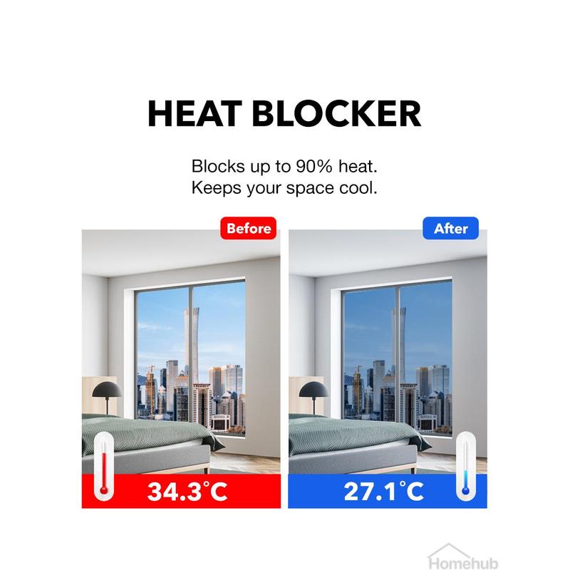 Homehub Window Film Frosted Privacy Tinted Solar Blackout UV Protection Heat Insulation For Home Office Glass 1