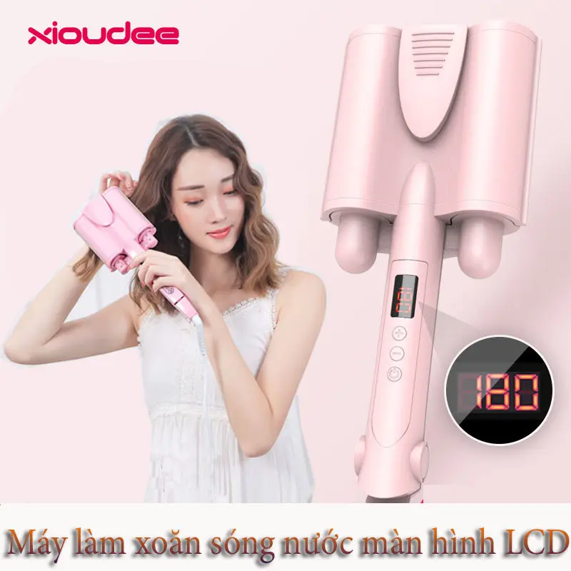 Máy uốn sóng nước màn hình LCD tạo kiểu tóc xoăn sóng chuẩn salon điều chỉnh được nhiều mức nhiệt khác nhau rât an toàn cho tóc Máy Làm Xoăn