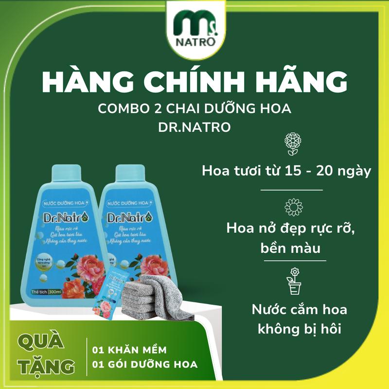 Combo 2 Chai Nước dưỡng hoa Dr.natro tươi lâu. Cấp dưỡng chất cho hoa, hợp chất  Đường ăn, Cấp nước, dưỡng chất, giữ hoa tươi lâu, nước không bị hôi, kéo dài thời gian chung hoa. Giữ hoa tuơi lâu 3-4tuần. Màu sắc hoa bền đẹp gấp 3-5lần. 1Chai 300ml