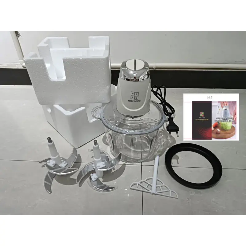 [Quà Tặng 1 Bộ dao Thay thế + 1 Cây Đánh Ruốc] + 1 Cây Đánh Trứng] Máy Xay Thuỷ Tinh Misu Louis Dung Tích Lớn 3.5L, Bảo Hành 1 Năm, Xay Đa Năng Thịt, Cua, Cá, Rau, Củ, Quả,... 7