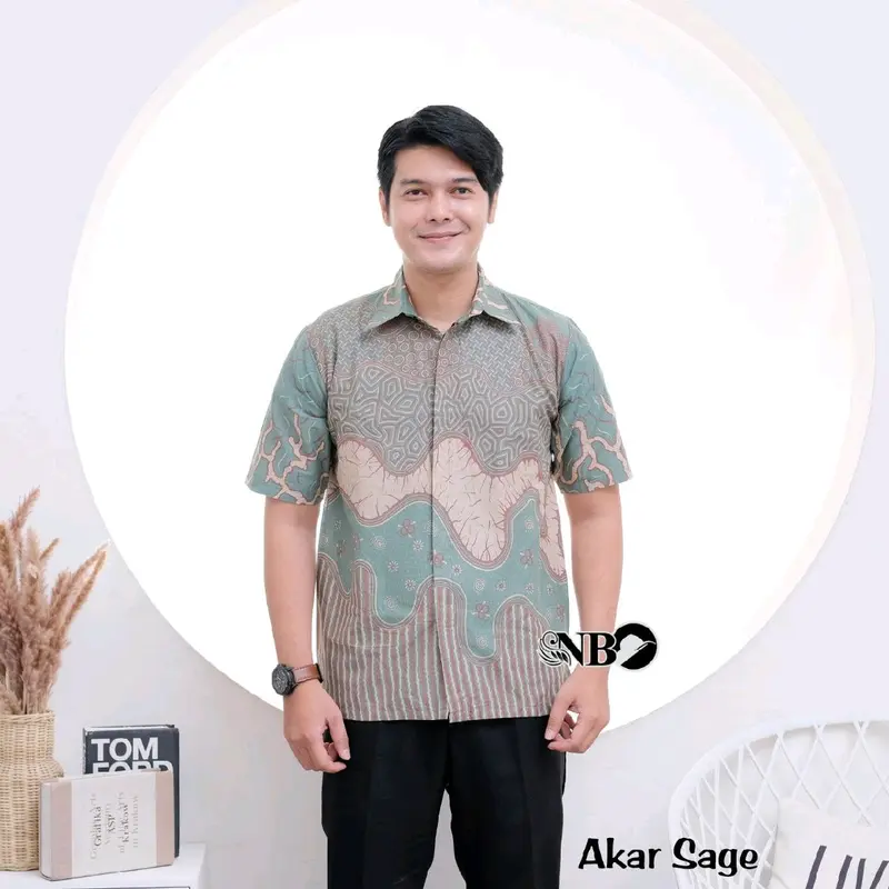 LAKUNA BATIK Baju batik pria dewasa modern baju batik cowok lengan pendek bahan Katun Nyaman Hem 2