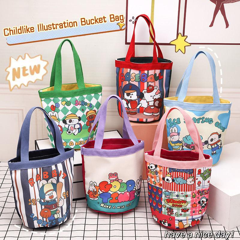 Product Introduction of Túi Bucket Vải Bố, Phong Cách Thường Ngày Tote, Dành Cho Nữ, In Hình Hoạt Hình, Túi Ăn Trưa, Túi Mua Sắm, Túi Đi Học 12