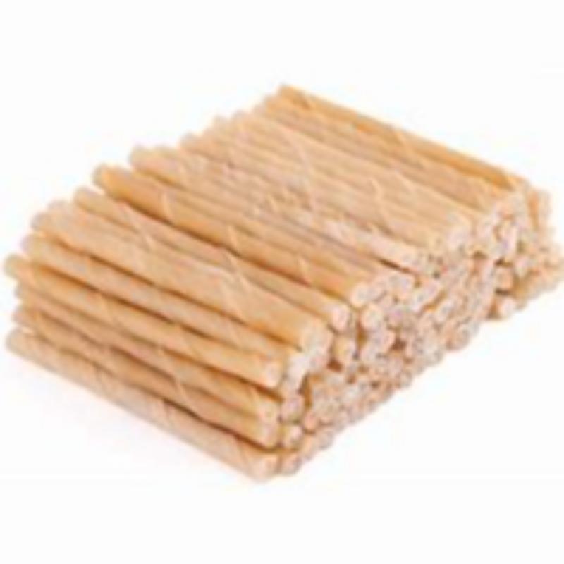Product Introduction of Original Product Rawhide Twisted Natural Stick Dog Treat (100 Pc) 5"x9/10mm 0