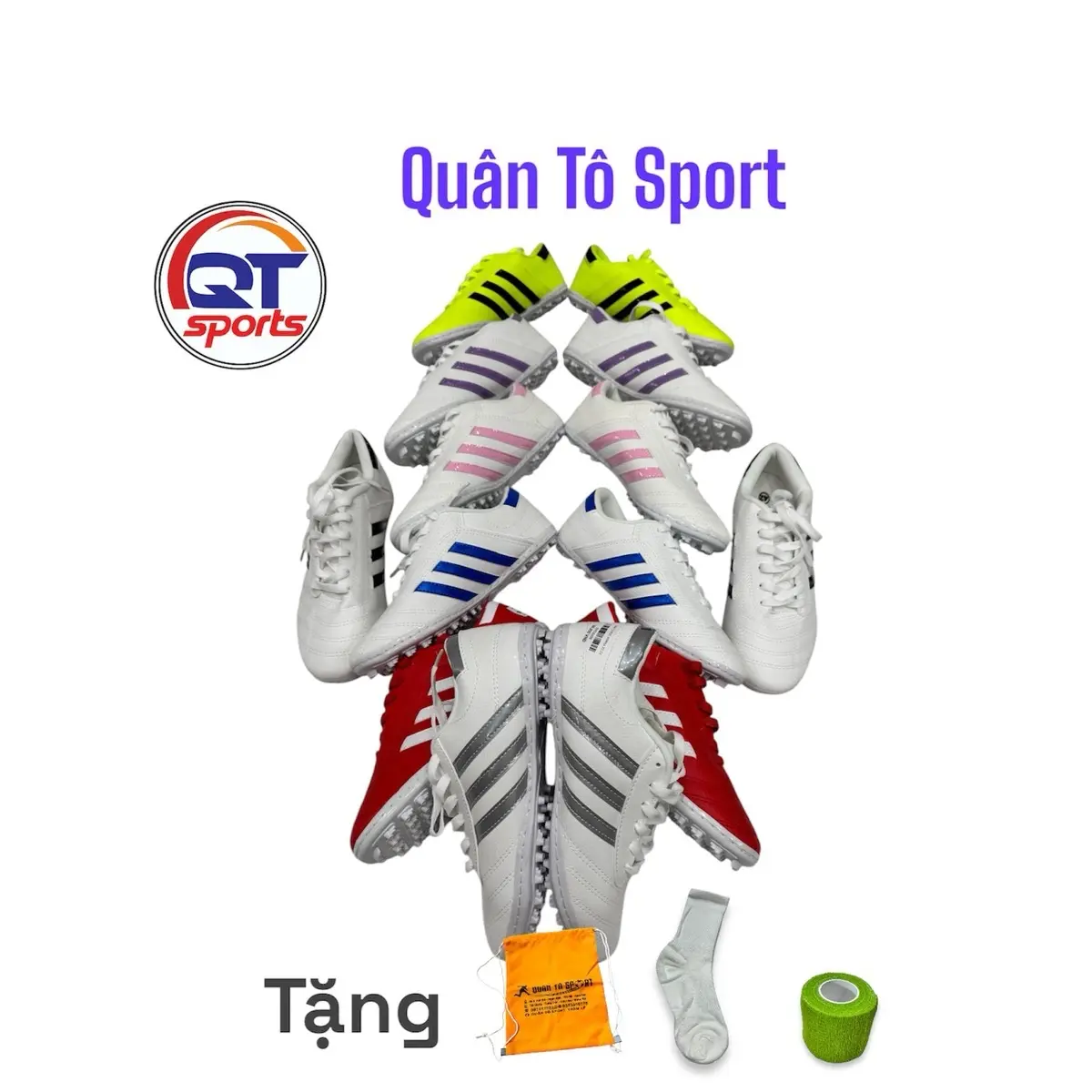 Quân Tô Sport mua giầy wika 3 sọc TẶNG ( Bình xịt khử mùi + tất phủi + băng cao xử non) Tập Thể Dục Sneaker Giày Thể Thao Đá Banh Giày Đá Bóng Chống Trơn Trượt