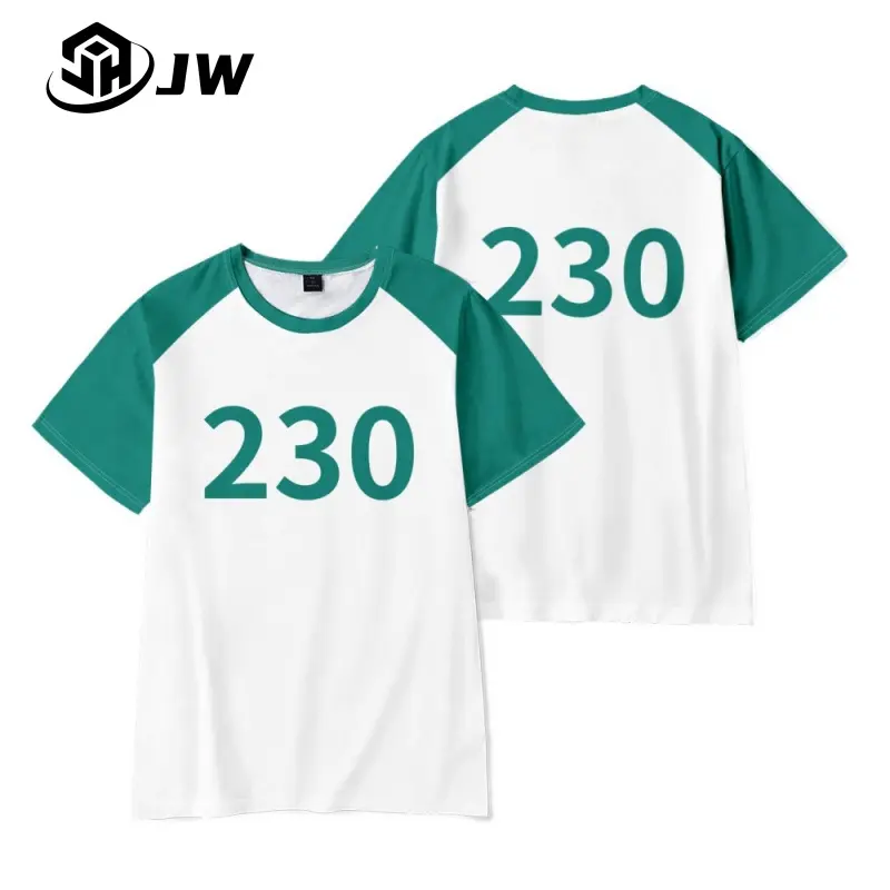 Squid Game T-Shirt 456, Kids Halloween Cosplay Costume, Sportswear, Netflix Role Play Event Costume, Short Sleeve Shirt, Customizable with NAME & Number FREE