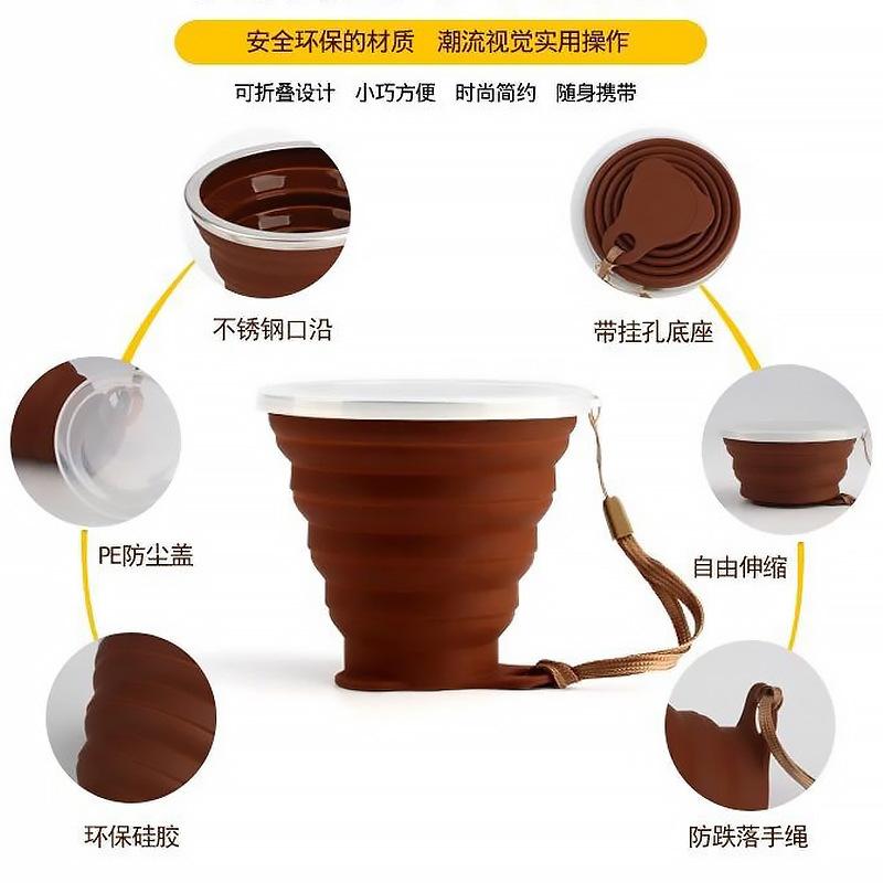 2025 Foldable Cup Retractable Silicone Folding Water Bottle Portable Personal Cup 180ml Multi-color 1