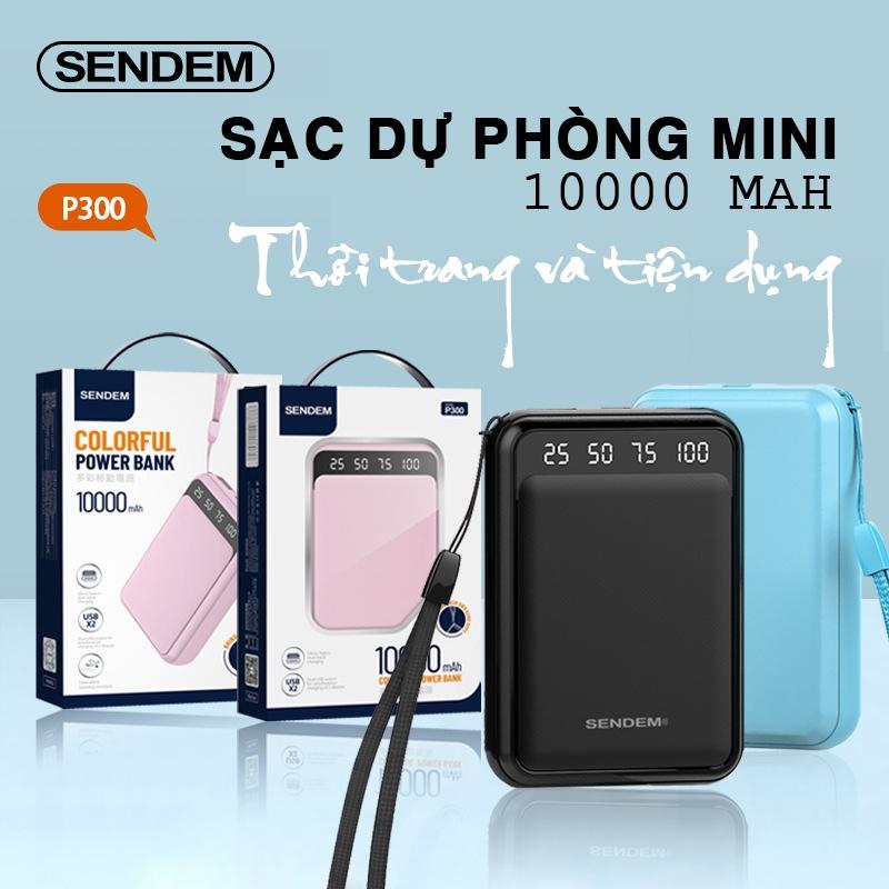 Sạc phòng Sendemn 10000mAh 2 giắc cắm - thời trang nhỏ gọn thiết bị cầm tay tụ hợp dây sạc tiện dụng 0