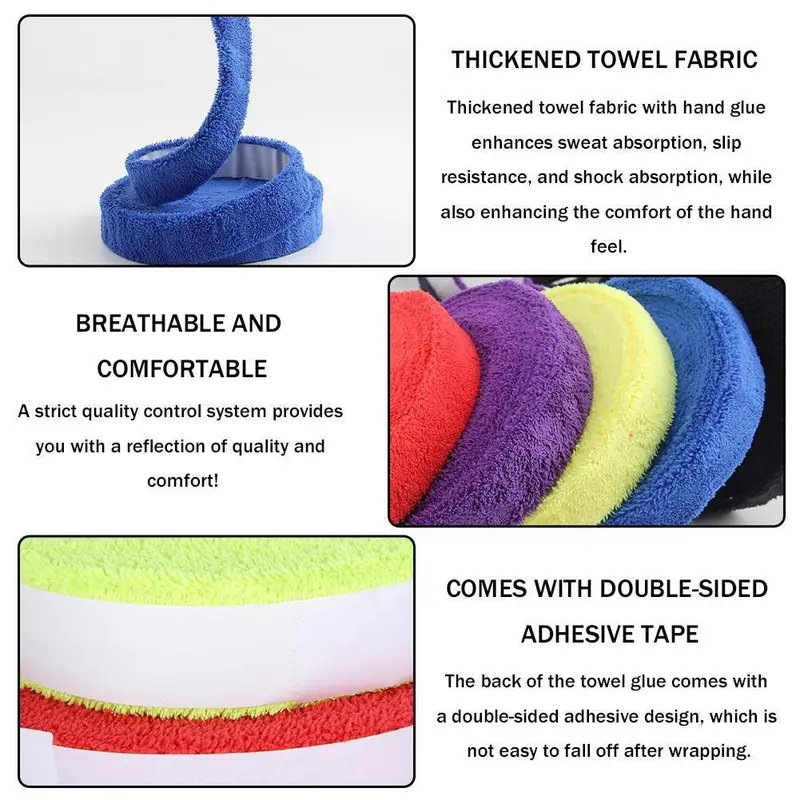 Băng Thấm Mồ Hôi Vợt Cầu Lông, Tay Cầm Khăn Chống Trượt, Chất Liệu Microfiber, Vợt Overgrip, V4B9, Chất Liệu Khăn 5