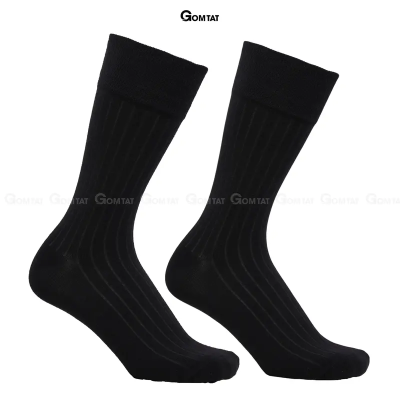 Tất giày tây họa tiết gân chìm màu đen, vớ cổ cao Nam cao cấp, chất cotton hút ẩm, thoáng khí, tất nam cổ cao, vớ đi giày tây Menswear - GOM-TAYGANCHIM-DEN