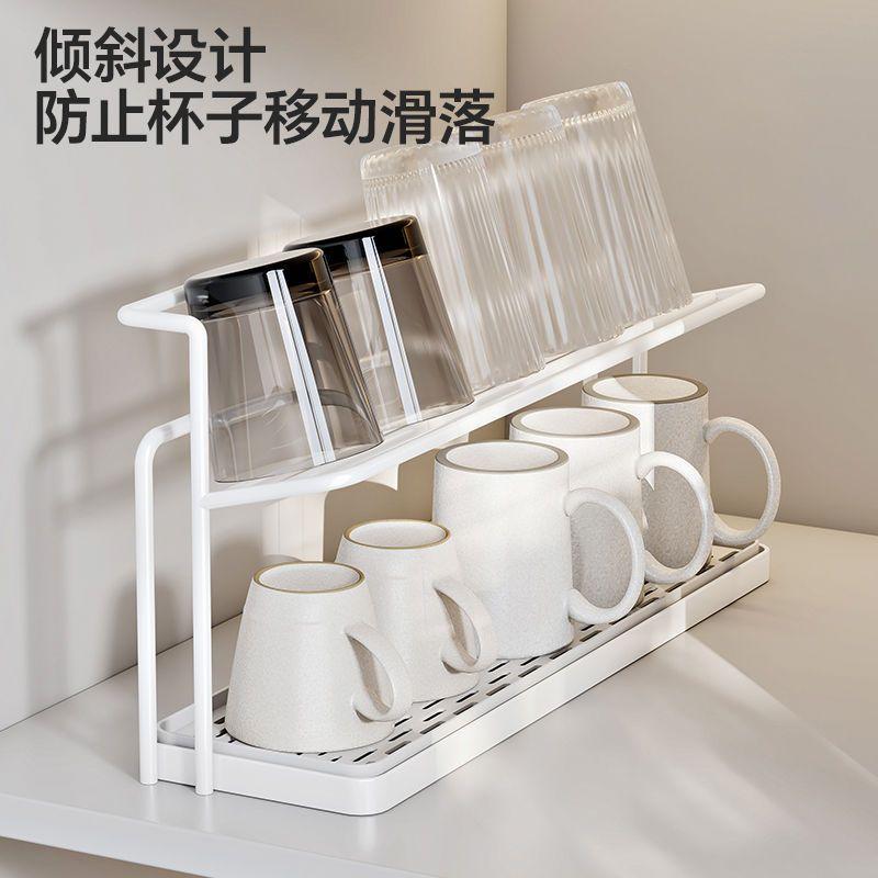 Product Introduction of ที่วางแก้ว ชั้นวางถ้วยหลายชั้น เคาน์เตอร์ครัว ถังเก็บความร้อน ชั้นวางถ้วยชาและกาแฟ ชั้นวางพาเลทระบายน้ำสองชั้น 0
