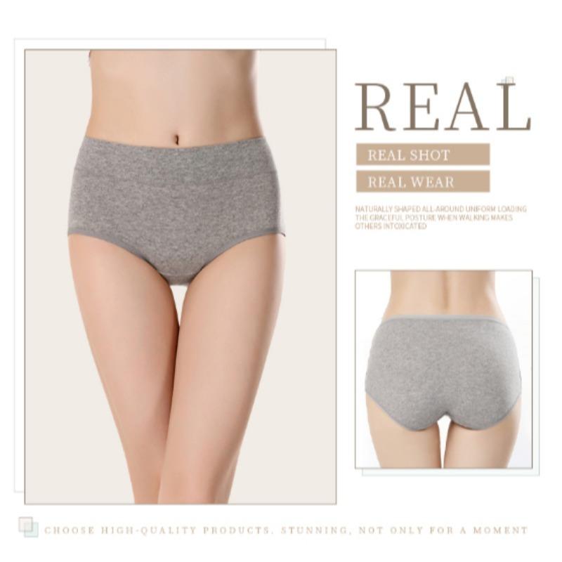 Product Introduction of 5Pcs Pure Cotton Panty Mid Waist Plain Elastic Design Underwear Set Panties for Women 20
