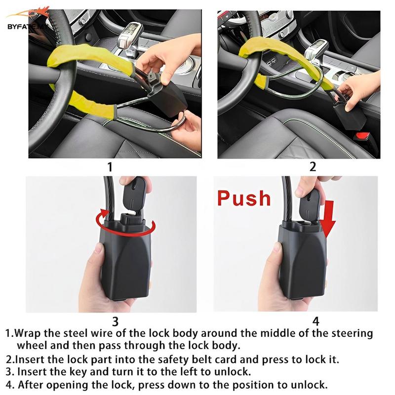 Product Introduction of COD 24-hour shipping Steering Wheel Lock Sturdy Car Seat Belt Lock with 2 Keys Anti-Theft Auto Security Lock  SHOPSKC2822 10