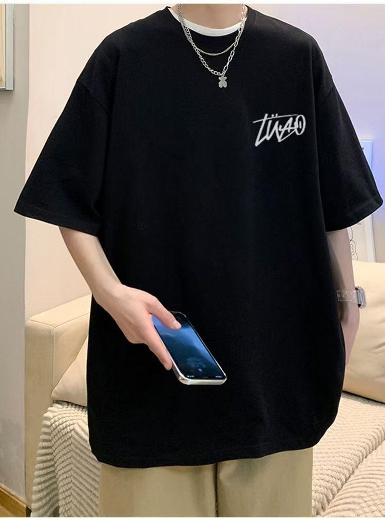 Product Introduction of N642 Milk Silk Double-Sided Short Sleeve 180g Five-Quarter Sleeve T-Shirt Black and White M-5XLP9 8