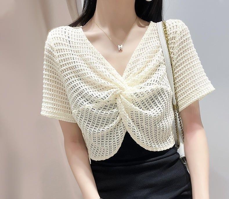 Áo Khoác Len Lưới mỏng phong cách Hàn quốc dáng ngắn C6868 áo cardigan Nữ Women Top