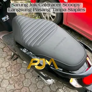 Sarung Jok Caferacer Scoopy Langsung Pasang Pakai Karet Cover Embos Logo Motor