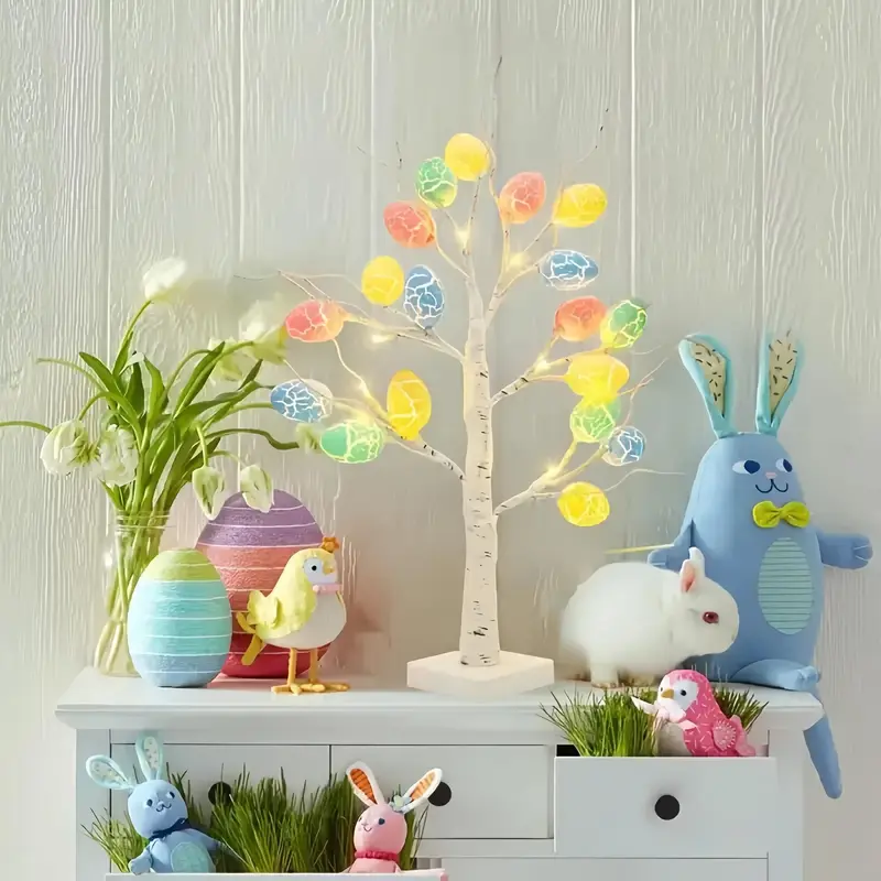 LED Egg Tree Shaped Decorative Light, 1 Count Battery/USB Powered Easter Egg Tree Light with Timer, Decorative Light for Home Party Festival 5