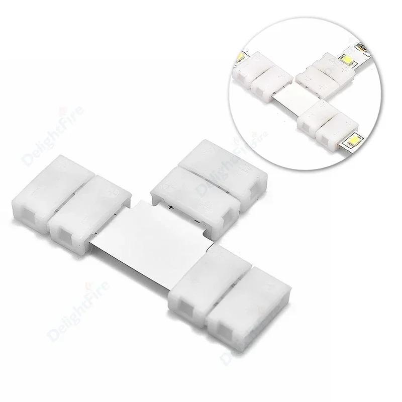 10pcs Solderless LED Strip Connector 4 pin 10mm 8mm L I Type Unwired Gapless Terminal Extension For SMD 5050 2835 LED Strip 8