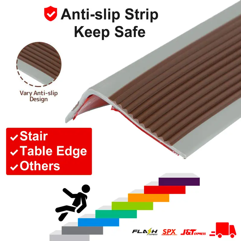 8/24FT Long L-type PVC Rubber Stair Nosing Treads Self-Adhesive ...