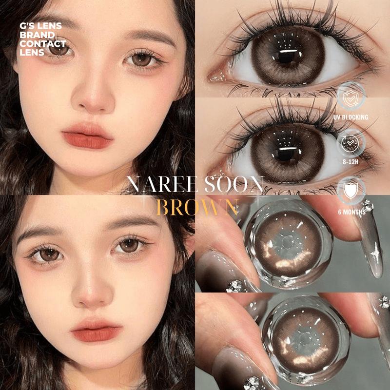 Kính áp tròng Gtrendy NAREE SOON BROWN nâu Tây douyin lens 6 tháng G.DIA 14.5mm có độ 0-8 Nội Địa
