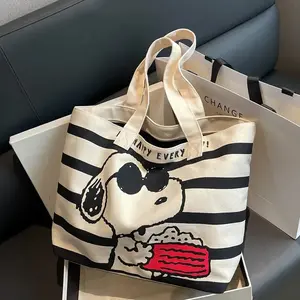 HNB -tas totebag SNOOPY HAPPY tas wanita tas jalanjalan tas korea Canvas Tote Canvas Tote