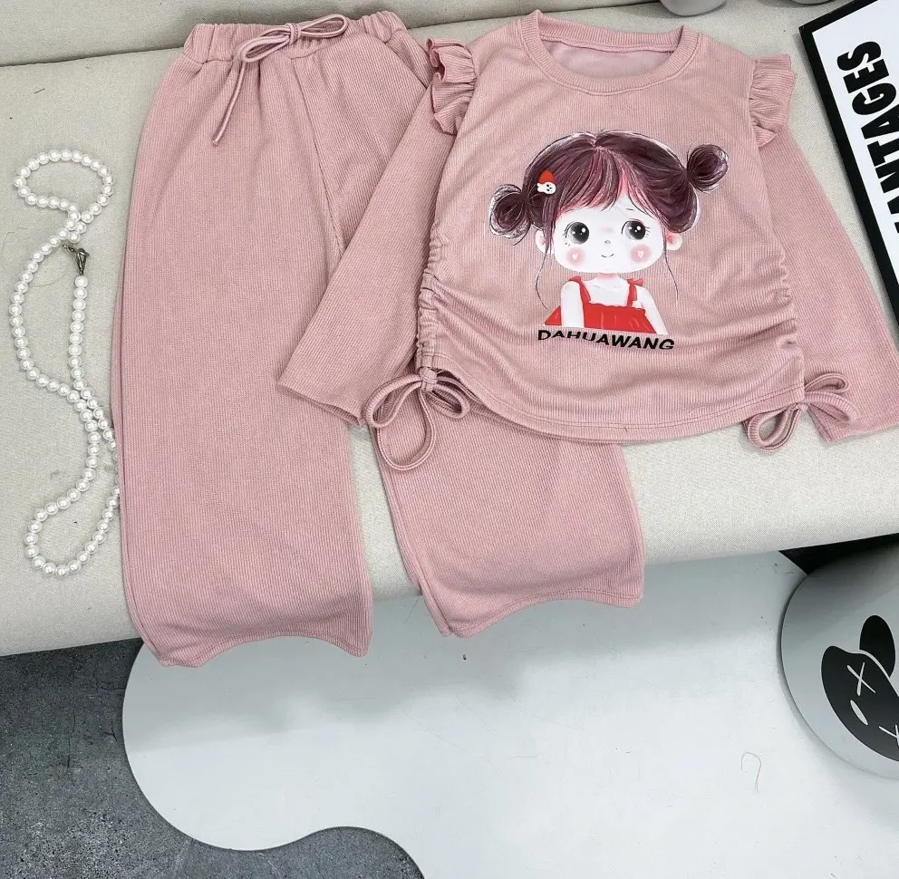 12-36kg bộ quần áo chất tăm dày dặn cô gái chất mềm mịn cho bé gái đi học đi chơi thoải mái