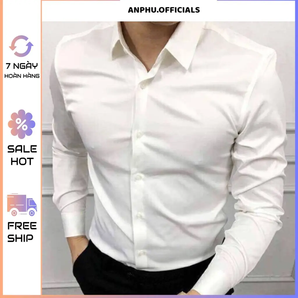 AP05 Áo sơ mi nam trơn dài tay,  áo sơ mi trắng gấp hộp công sở chất liệu cotton mịn cao cấp(Cam Kết Chất Lượng)