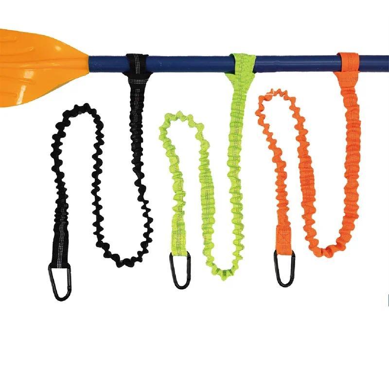 1PC Elastic Kayak Paddle Leash Fishing Rod Leash Stretchable Coiled Lanyard Leash Safety Rope Carabiner Rowing Boats Accessories 1
