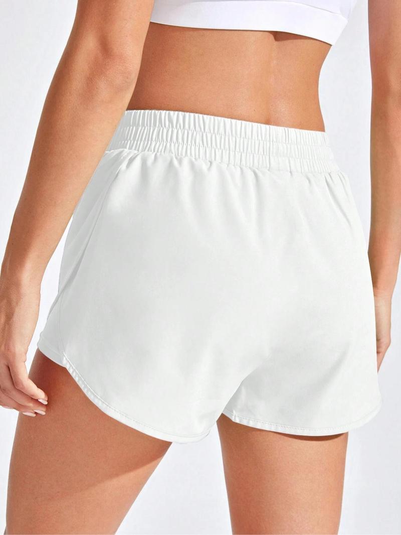 Product Introduction of Women's Solid 2 in 1 Elastic Waist Sports Shorts, Sporty Breathable Comfortable Shorts, Ladies Sportswear for Indoor Outdoor Wear, Gym Clothes 5