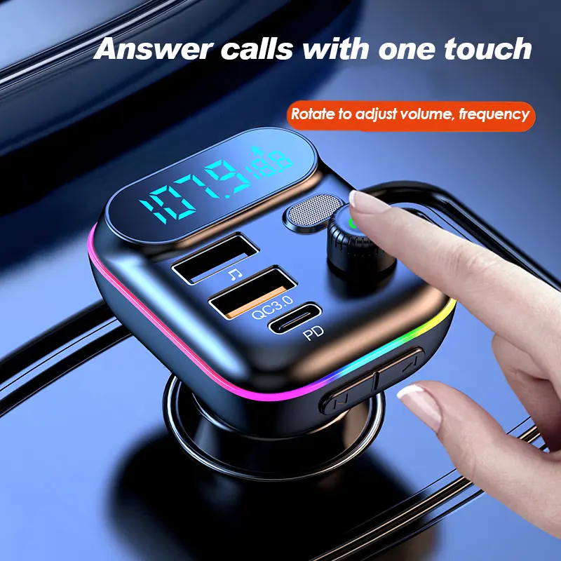 NETPAC Car Bluetooth MP3 Fast Charging Wireless Audio Receiver Car Charger LED FM&Calling Transmitter 4