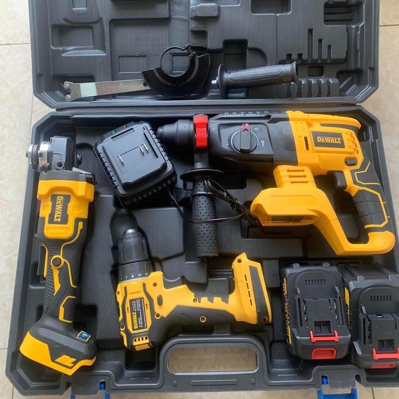 Bộ 3 máy khoan cắt vít công trình tiện lợi gồm 3 máy 2 pin 15 cell 1 sạc phụ kiện theo máy