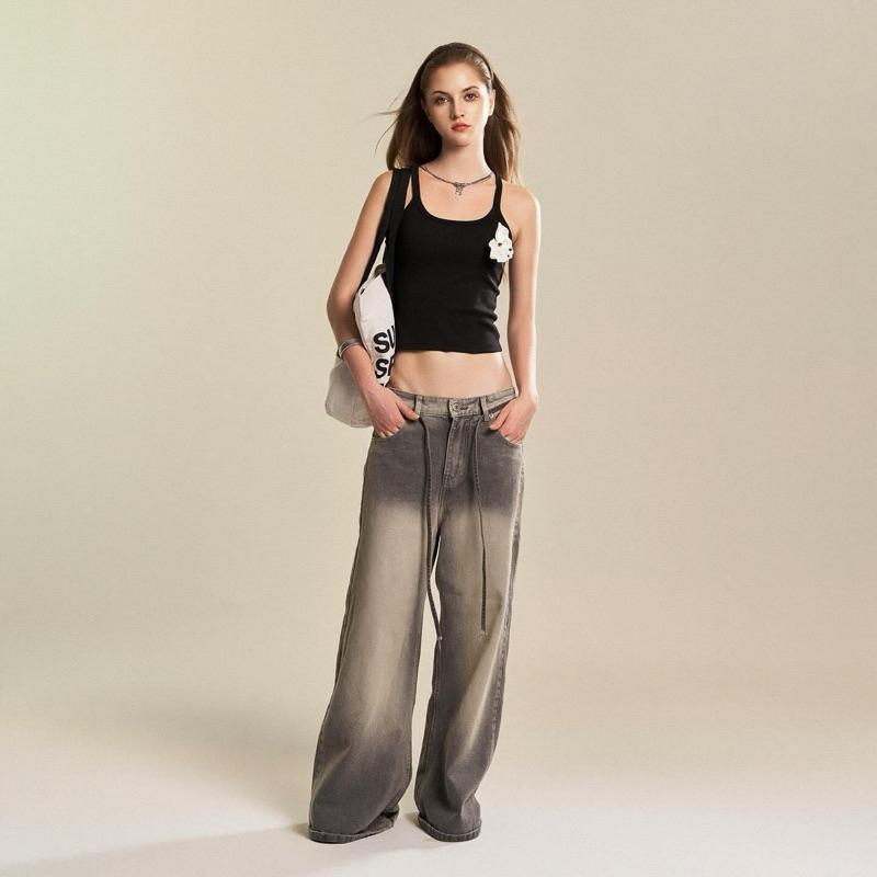 Product Introduction of GRIND LOOSE PLEAT JEANS - Quần jeans ống siêu rộng dây thừng 1345 Nữ Ong Women Denim Pants 63