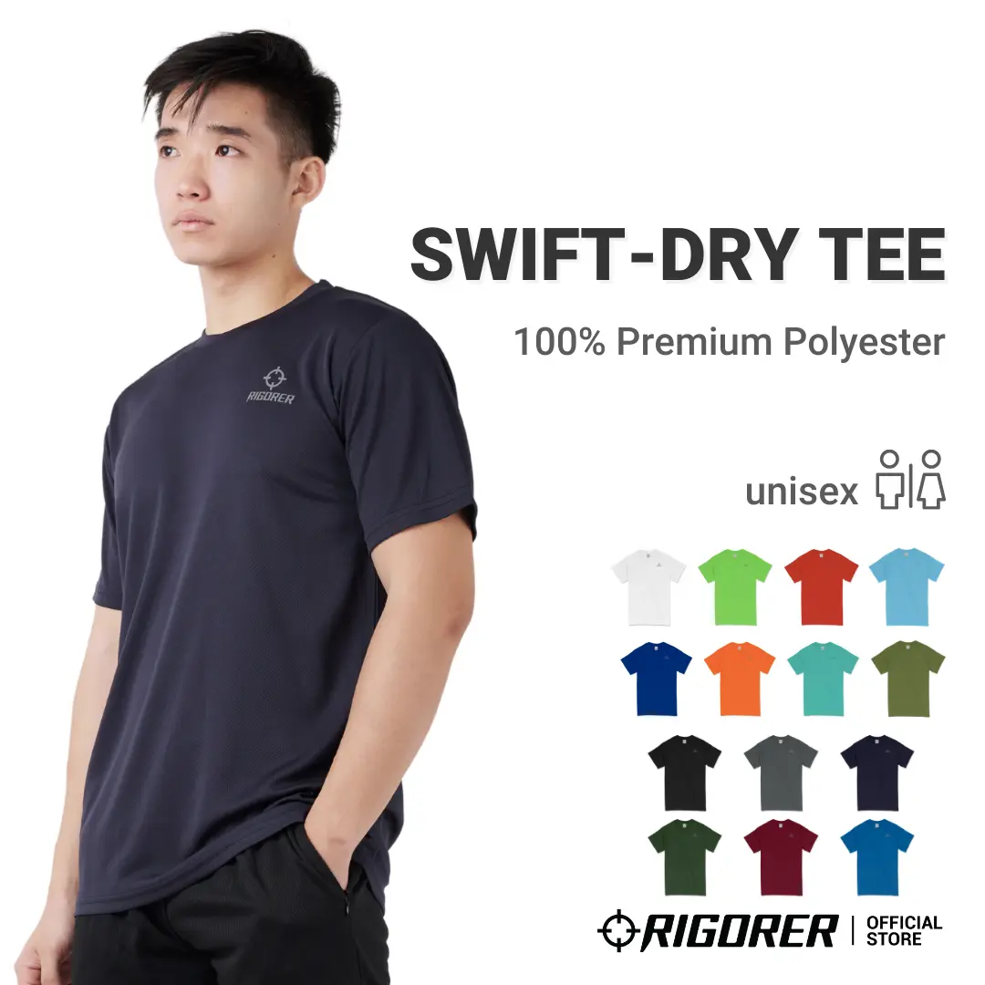 Rigorer Swift-dry training T-shirt [ss002]-exercise gym DRI fit unisex short sleeve men sports wear plain crewneck casual polyester mens gym quick drying eyelet top fitness fashion breathable basketball short sleeved t shirt