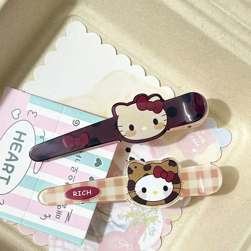 New long cat hairpin, duck bill clip, sweet and cute girl's heart bangs, broken hair, side clip hairpin hair accessories