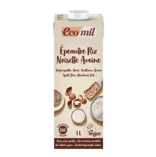 Nước Uống Từ Gạo, Lúa Mì, Yến Mạch, Hạt Phỉ Ecomil 1L- Hộp