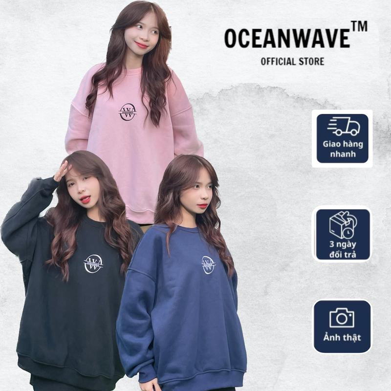 Áo Sweater Nỉ Bông Dày Dặn Thêu Chữ Dập Nổi Basic Có Nhiều Size