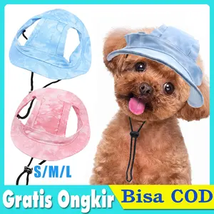 Topi Kucing Anjing Bucket Hat Adjustable Pelindung Matahari Aksesoris Hewan