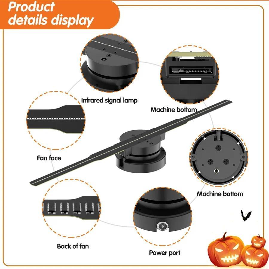 42cm 3D Holographic Fan Wifi Remote Custom ICONS DIY Video LOGO LED Neon Lights Rotating Display AD 3D Holographic Projector - Image 3